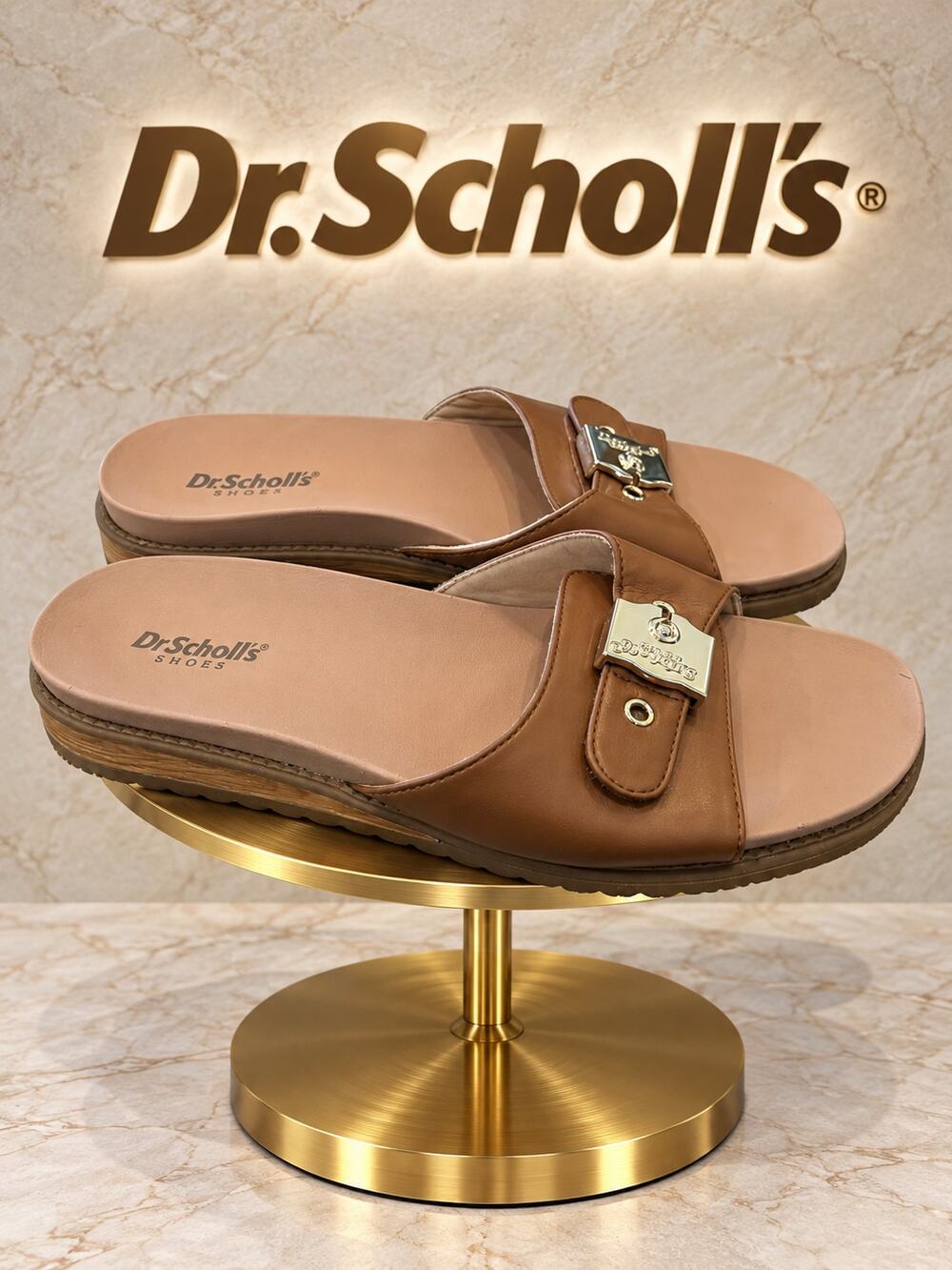 Dr. Scholl’s Island Icon Brown Buckle Slide Sandals Size 9M EU 40 NWOB
